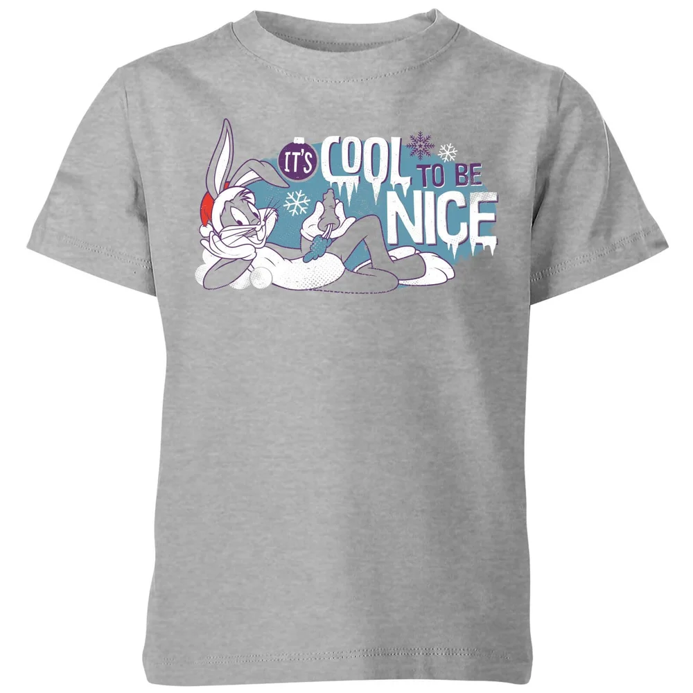 Looney Tunes Its Cool To Be Nice Kids' Christmas T-Shirt - Grey - 3-4 Years Image 1