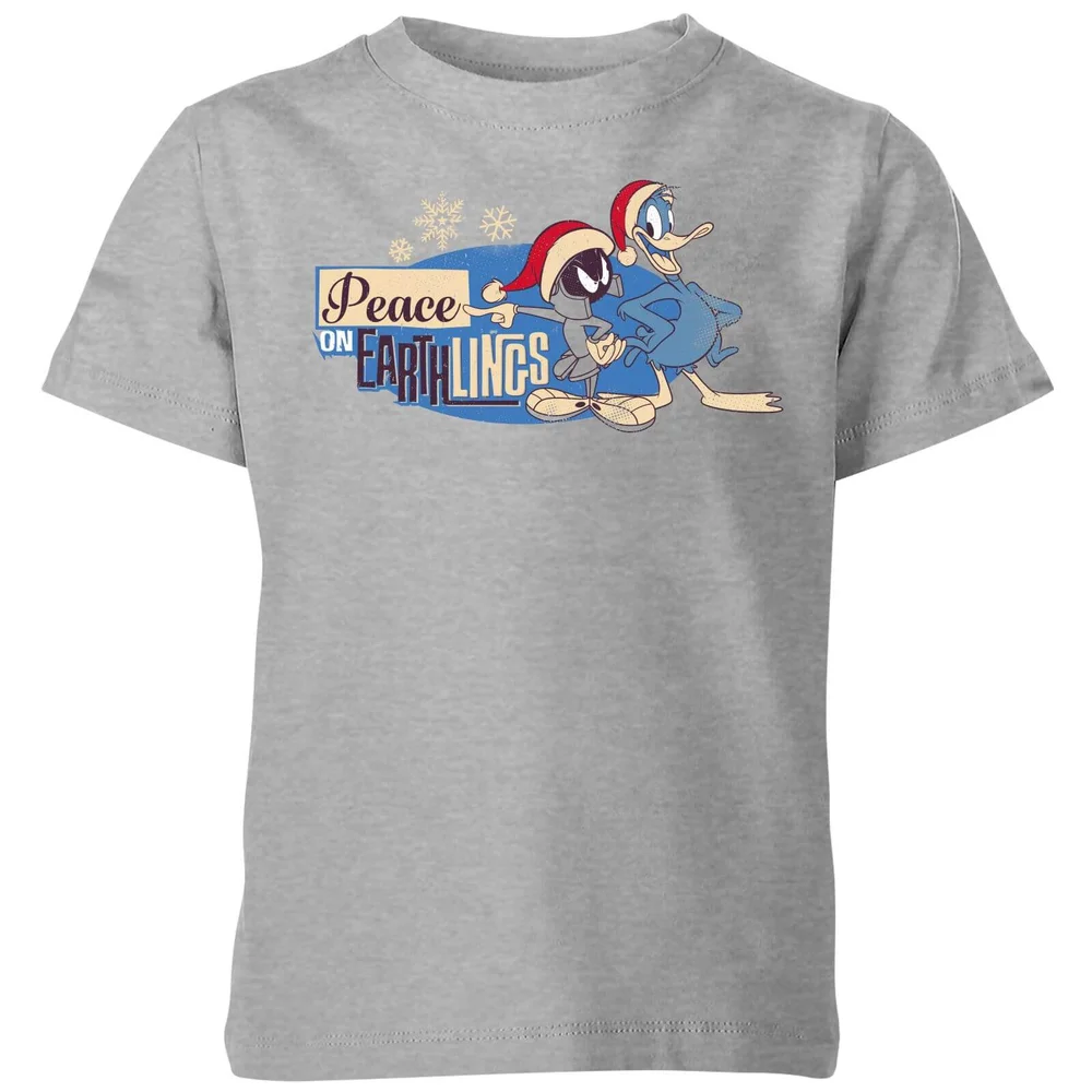 Looney Tunes Peace Among Earthlings Kids' Christmas T-Shirt - Grey - 3-4 Years Image 1