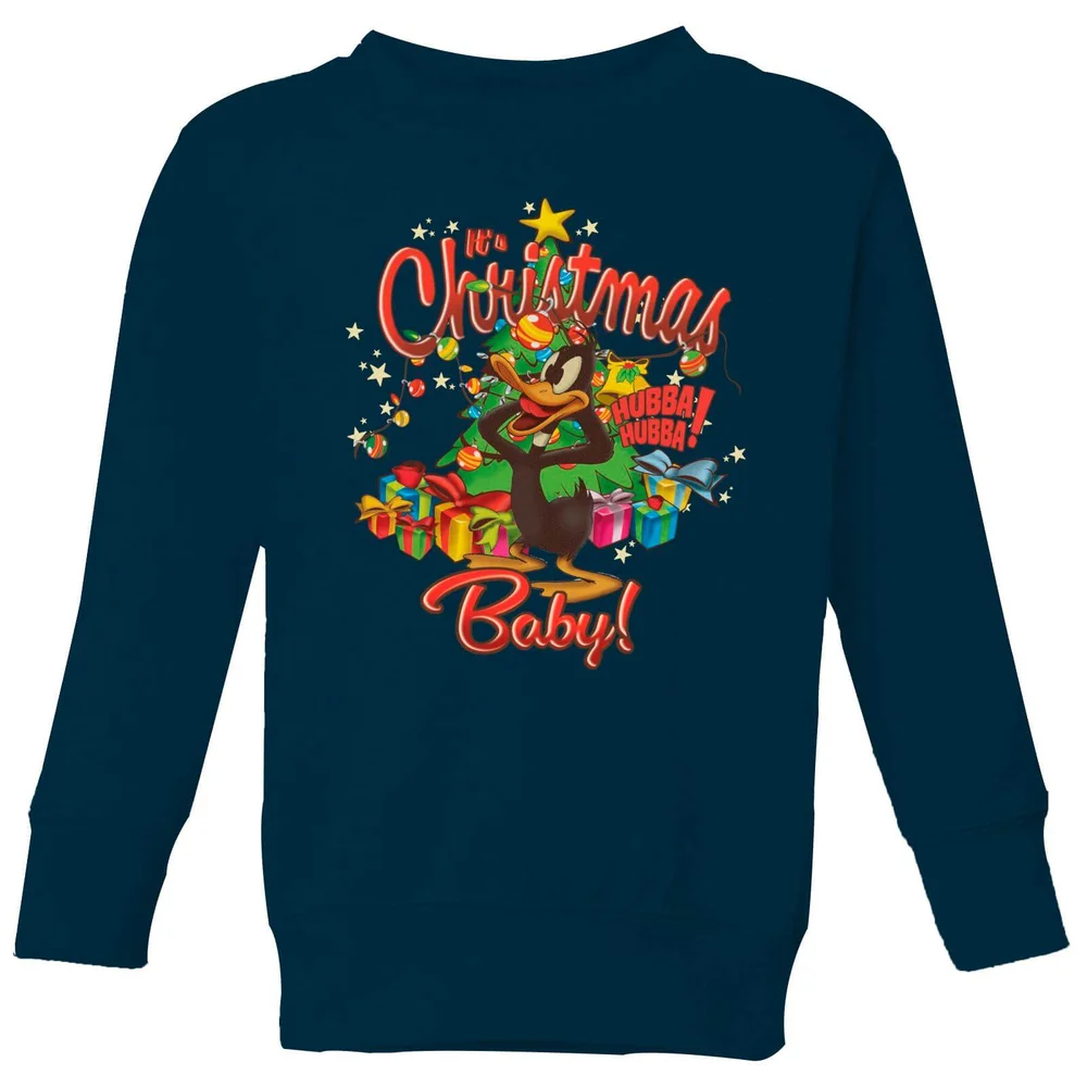 Looney Tunes Its Christmas Baby Kids' Christmas Jumper - Navy - 9-10 Years Image 1