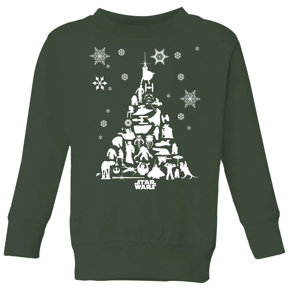 Star Wars Character Christmas Tree Kids' Christmas Jumper - Forest Green - 3-4 Years Image 1