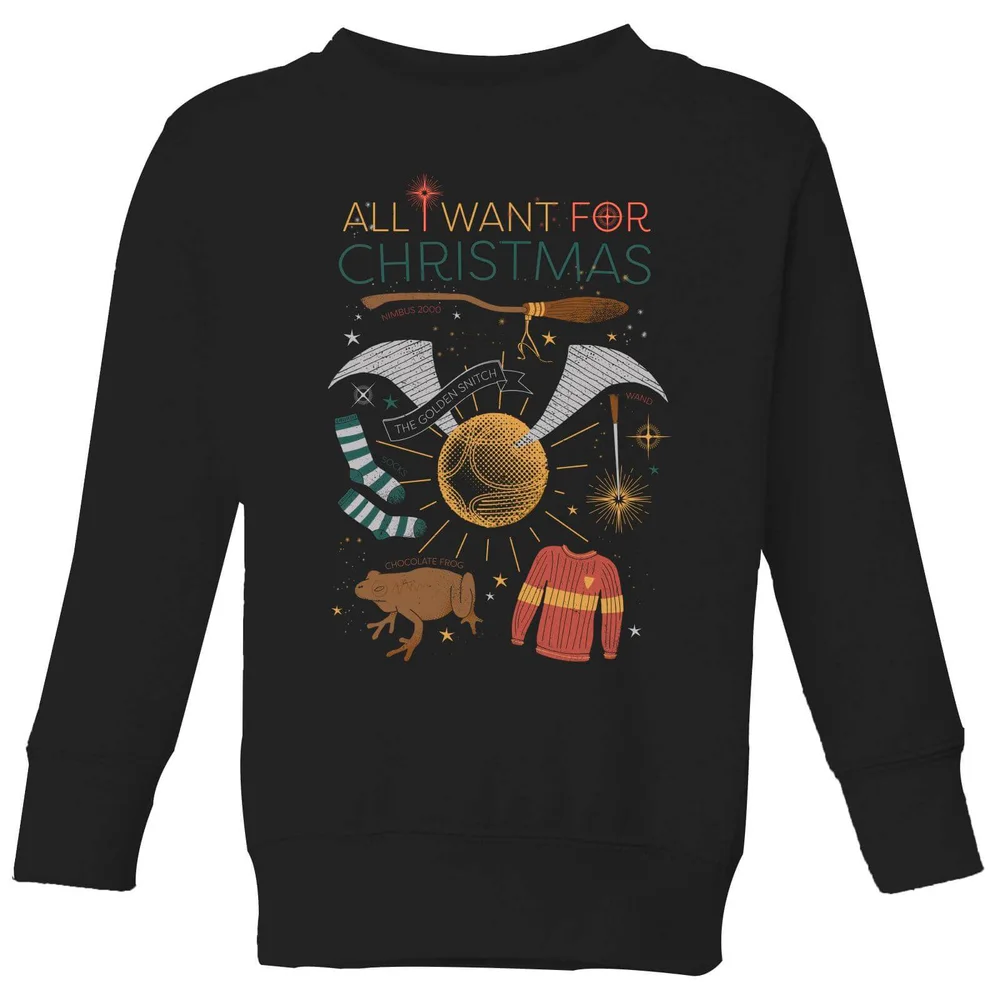 Harry Potter All I Want Kids' Christmas Sweatshirt - Black - 3-4 Years Image 1