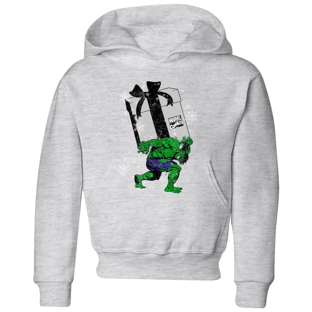 Marvel The Incredible Hulk Christmas Present Kids' Christmas Hoodie - Grey - 3-4 Years Image 1