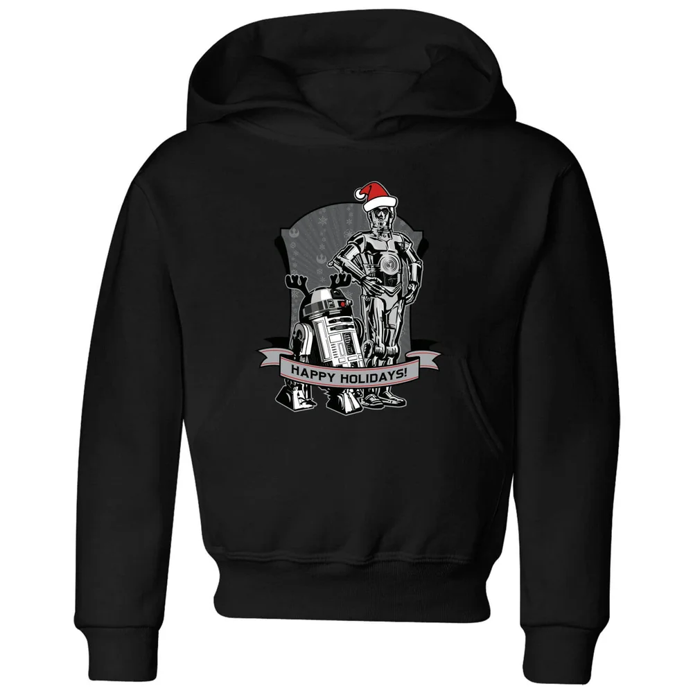 Star Wars Happy Holidays Droids Kids' Christmas Hoodie - Black - 3-4 Years Image 1
