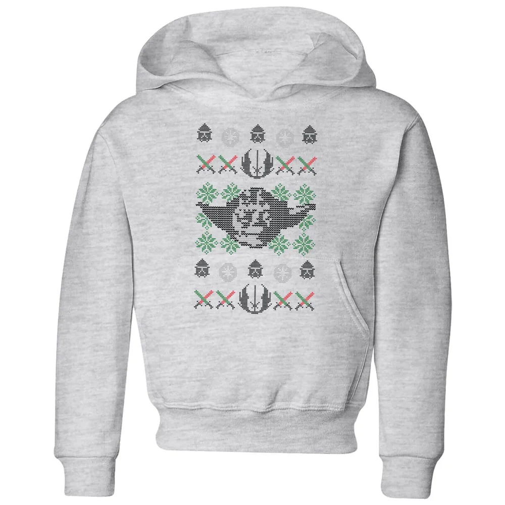 Star Wars Yoda Face Knit Kids' Christmas Hoodie - Grey - 3-4 Years Image 1
