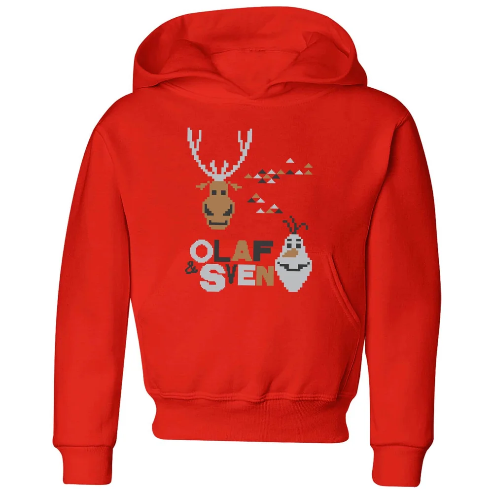Disney Frozen Olaf and Sven Kids' Christmas Hoodie - Red - 3-4 Years Image 1