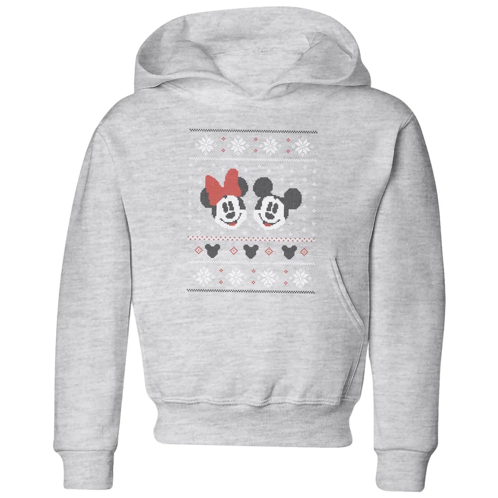 Disney Mickey and Minnie Kids' Christmas Hoodie - Grey - 3-4 Years Image 1
