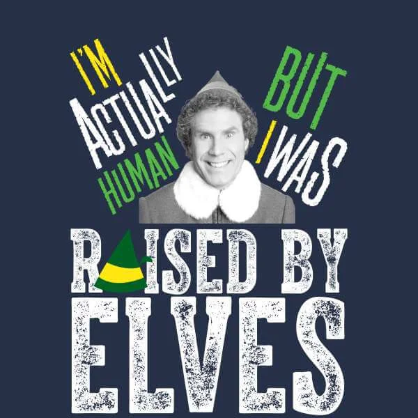 Elf Raised By Elves Men's Christmas T-Shirt - Navy