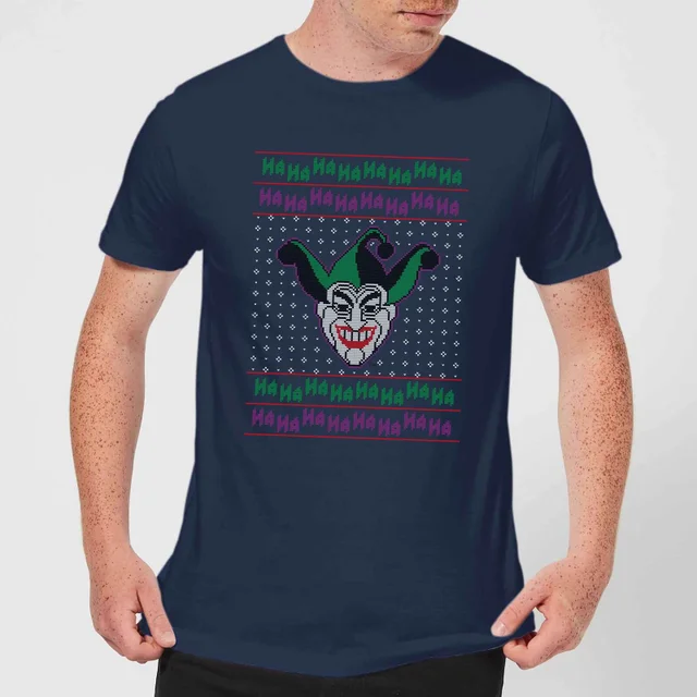 DC Joker Knit Men's Christmas T-Shirt - Navy
