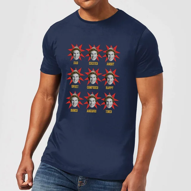 Elf Faces Men's Christmas T-Shirt - Navy