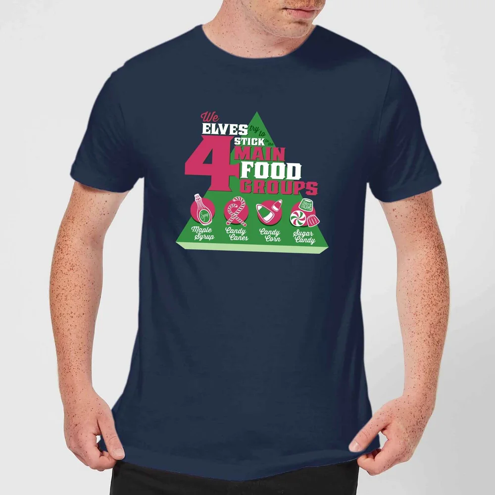 Elf Food Groups Men's Christmas T-Shirt - Navy - S Image 1