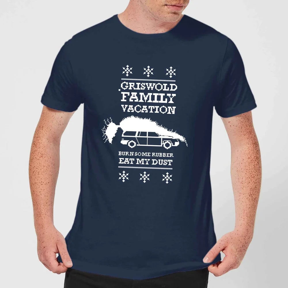 National Lampoon Griswold Vacation Ugly Knit Men's Christmas T-Shirt - Navy - S Image 1