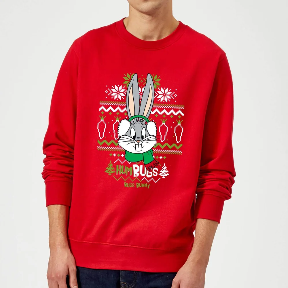 Looney Tunes Bugs Bunny Knit Christmas Jumper - Red - S Image 1