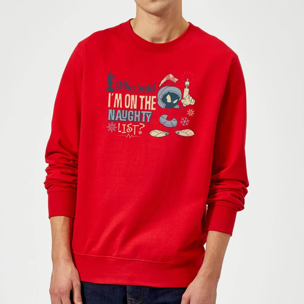 Looney Tunes Martian Who Said Im On The Naughty List Christmas Jumper - Red - S Image 1