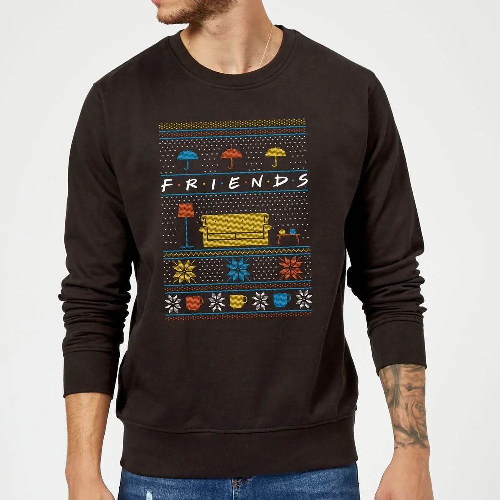 Friends Sofa Knit Christmas Jumper - Black - S Image 1