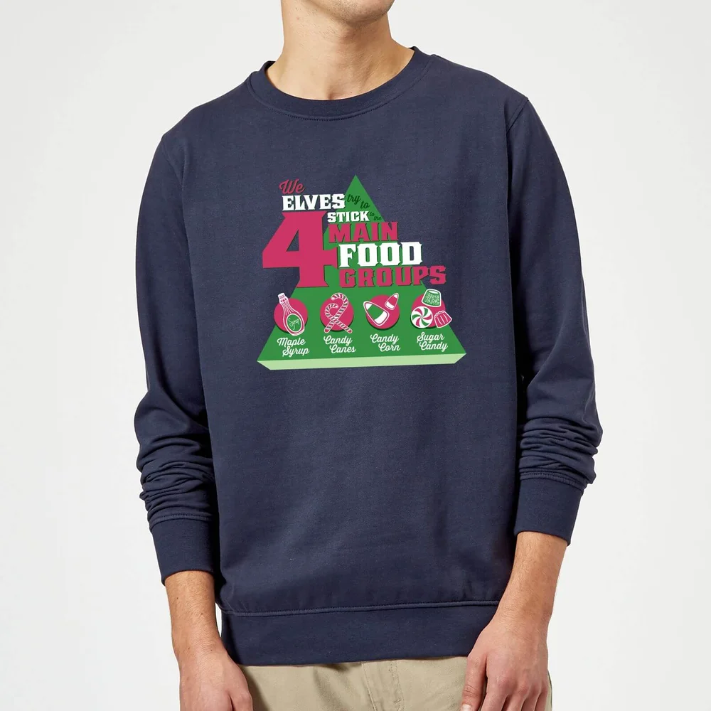 Elf Food Groups Christmas Jumper - Navy - S Image 1