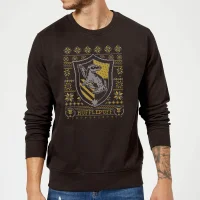 Harry Potter Hufflepuff Crest Christmas Jumper - Black - undefined undefined