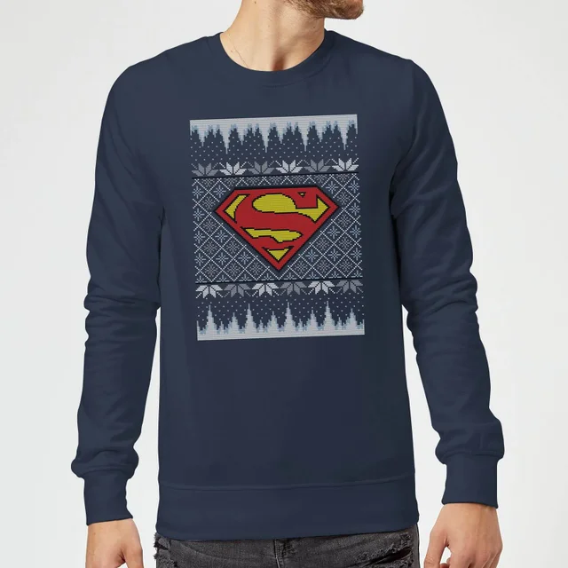 DC Superman Knit Christmas Jumper - Navy