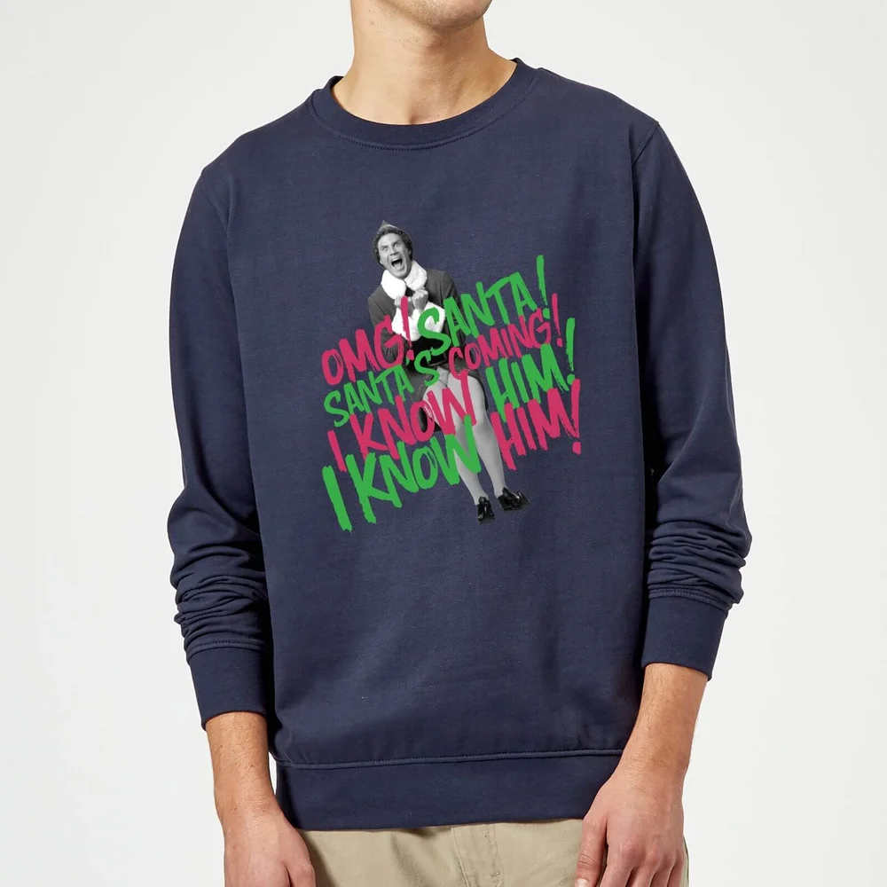 Elf Santa! I Know Him! Christmas Jumper - Navy - S Image 1