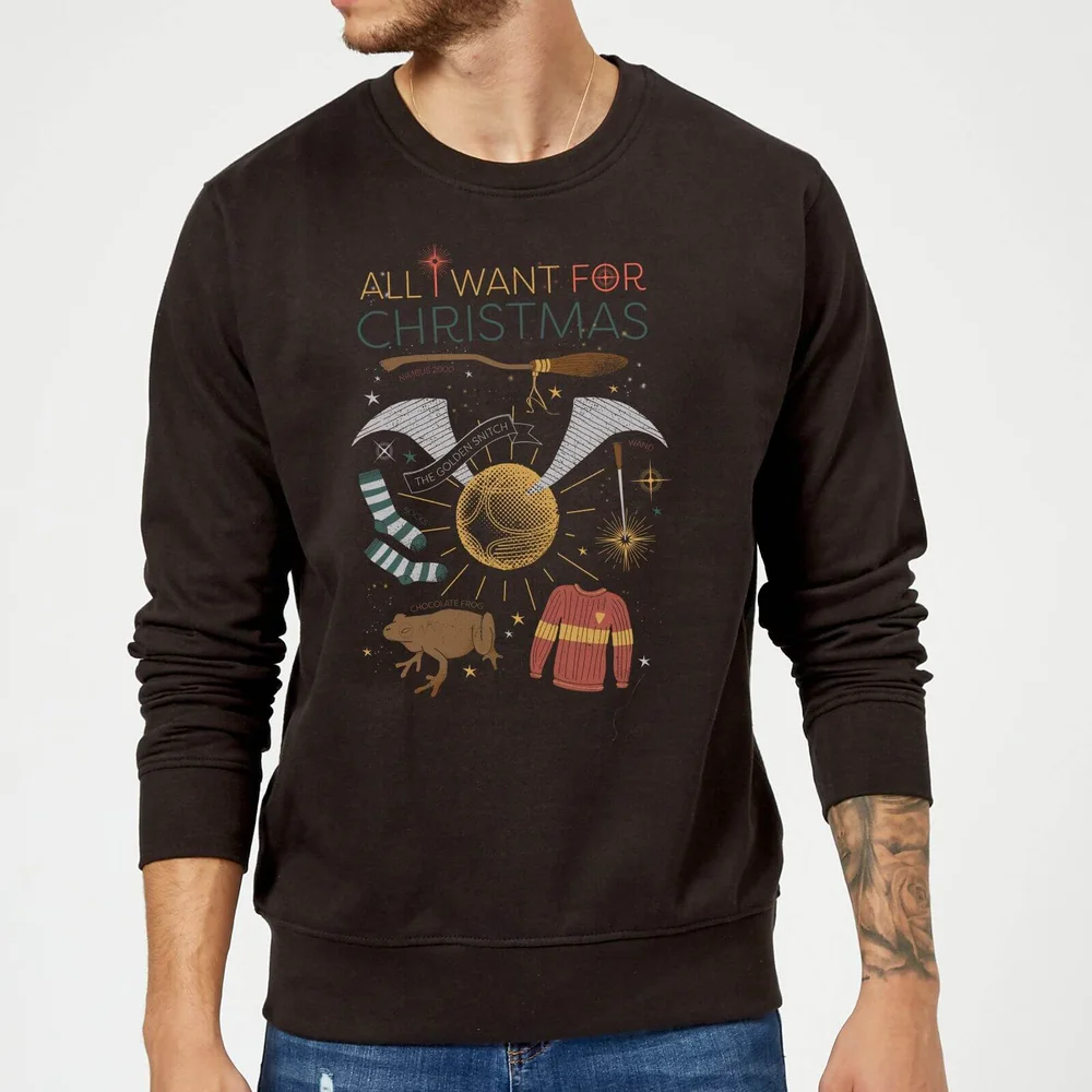 Harry Potter All I Want Christmas Jumper - Black - S Image 1