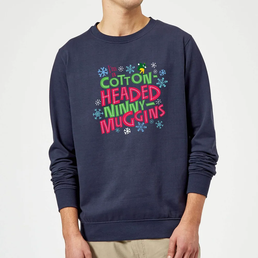 Elf Cotton-Headed Ninny-Muggins Christmas Jumper - Navy - S Image 1
