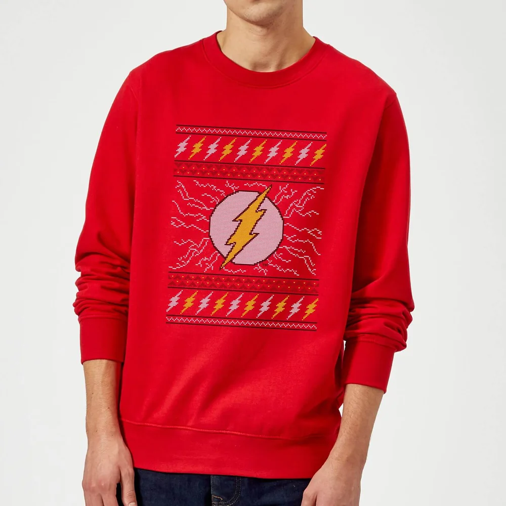 DC Flash Knit Christmas Jumper - Red - S Image 1