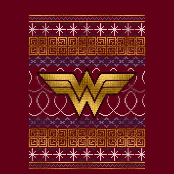 DC Wonder Woman Knit Christmas Jumper - Burgundy