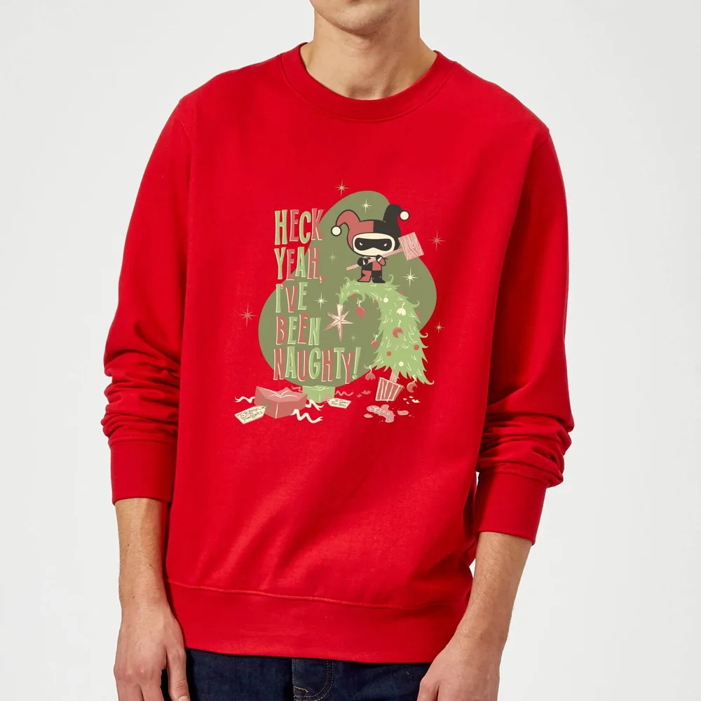 DC Heck Yeah I've Been Naughty! Christmas Jumper - Red - S Image 1
