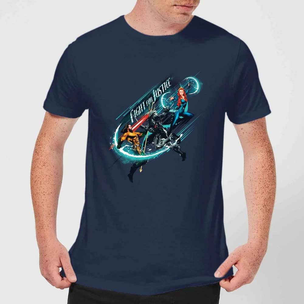 Aquaman Fight for Justice Men's T-Shirt - Navy - S Image 1