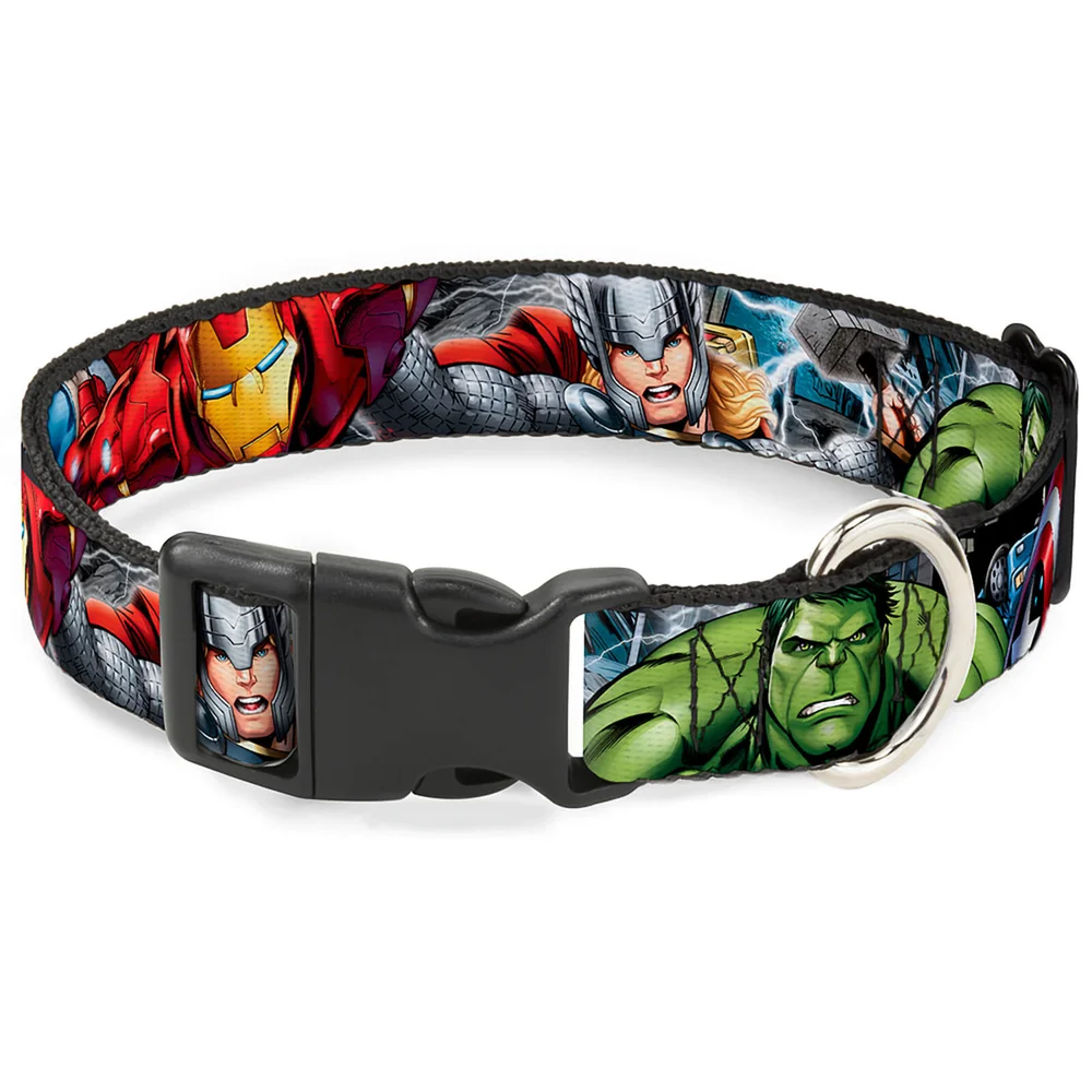 Buckle-Down Marvel Avengers Superheroes Plastic Clip Dog Collar (Various Sizes) - S/13-18 Inches Image 1