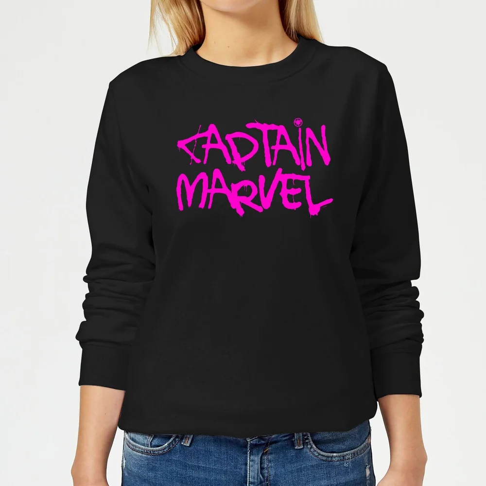 Captain Marvel Spray Text Women's Sweatshirt - Black - XS Image 1