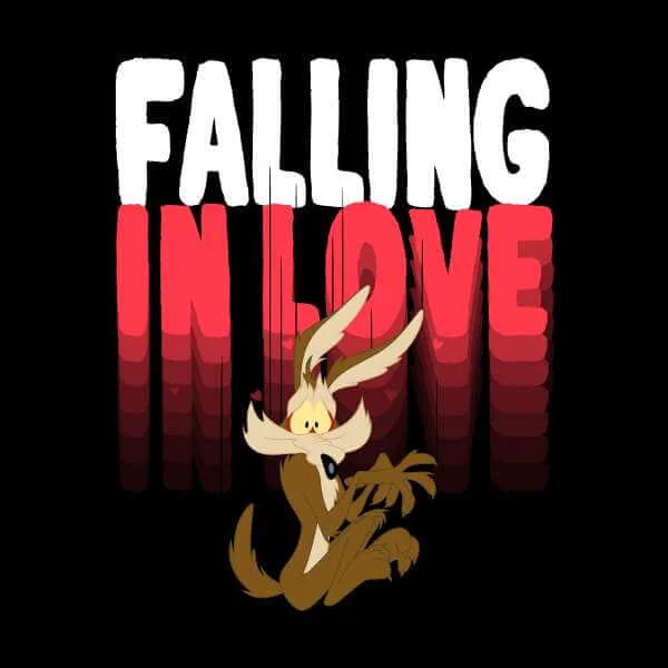Looney Tunes Falling In Love Wile E. Coyote Sweatshirt - Black