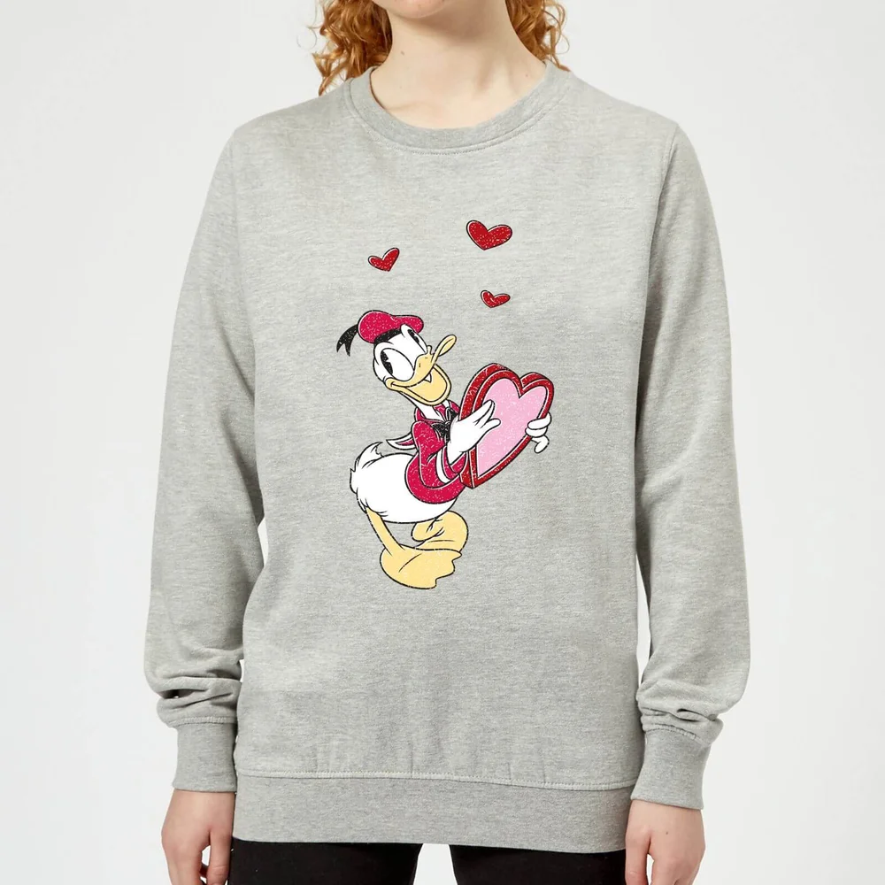 Disney Donald Duck Love Heart Women's Sweatshirt - Grey - 3XL Image 1