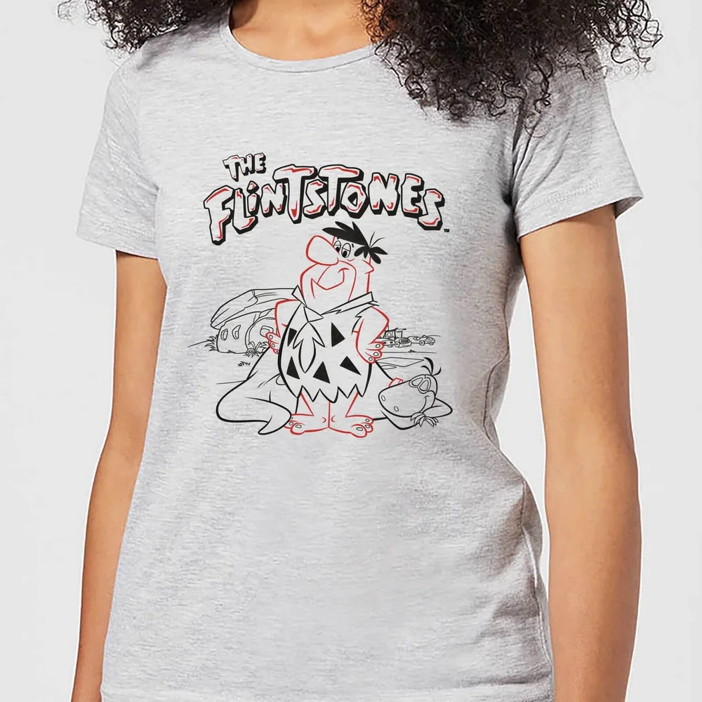 The Flintstones Fred And Dino Women's T-Shirt - Grey - XS - Grey Image 1
