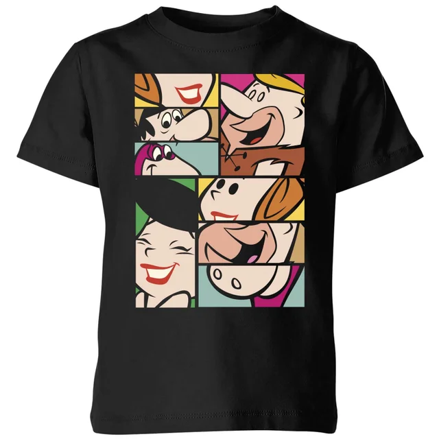The Flintstones Cartoon Squares Kids' T-Shirt - Black