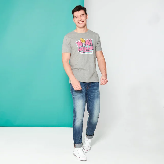 Cartoon Network Spin-Off Johnny Bravo Woah Momma T-Shirt - Grey