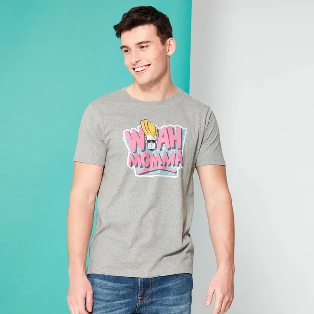 Cartoon Network Spin-Off Johnny Bravo Woah Momma T-Shirt - Grey