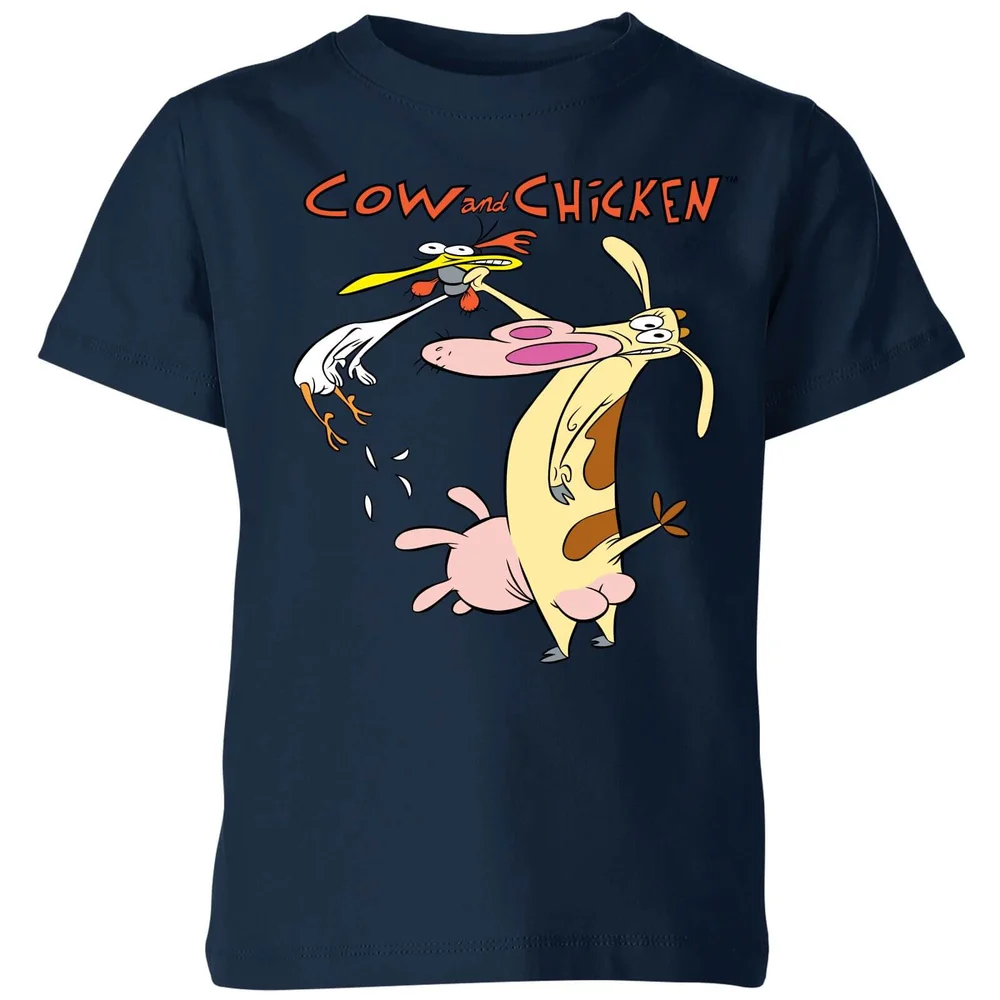 Cow and Chicken Characters Kids' T-Shirt - Navy - 3-4 Years Image 1
