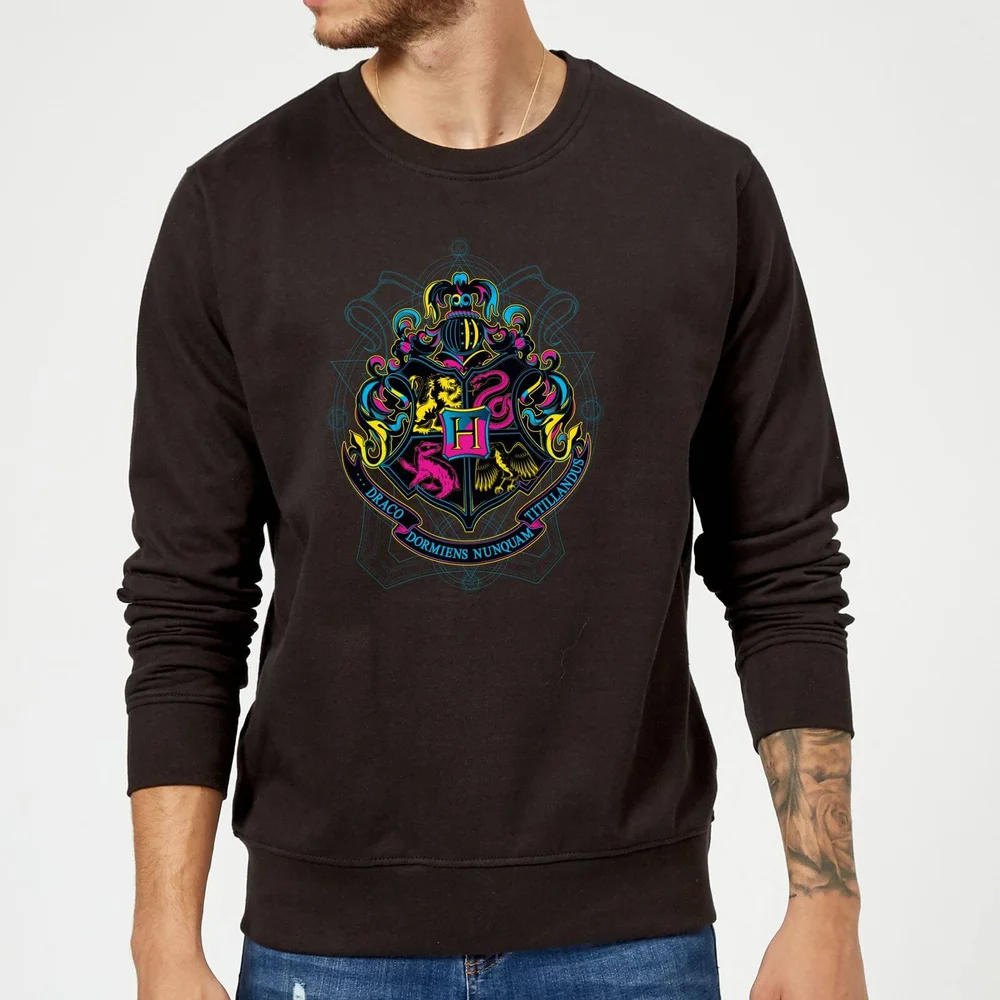 Harry Potter Hogwarts Neon Crest Sweatshirt - Black - S Image 1