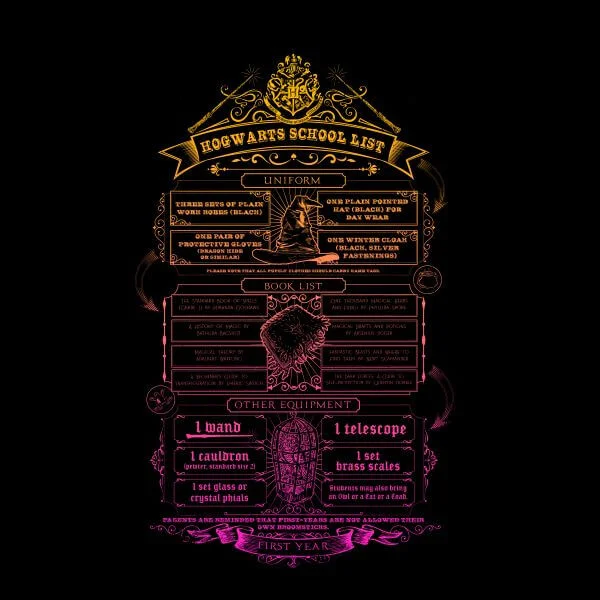 Harry Potter School List Women's T-Shirt - Black