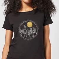 Harry Potter Hogwarts Castle Moon Women's T-Shirt - Black - undefined undefined