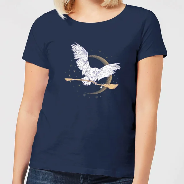 Harry Potter Hedwig Broom Women's T-Shirt - Navy