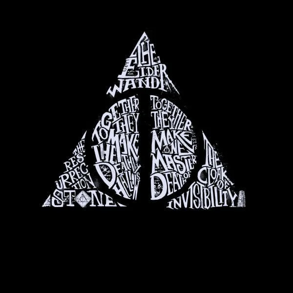 Harry Potter Deathly Hallows Text Women's T-Shirt - Black