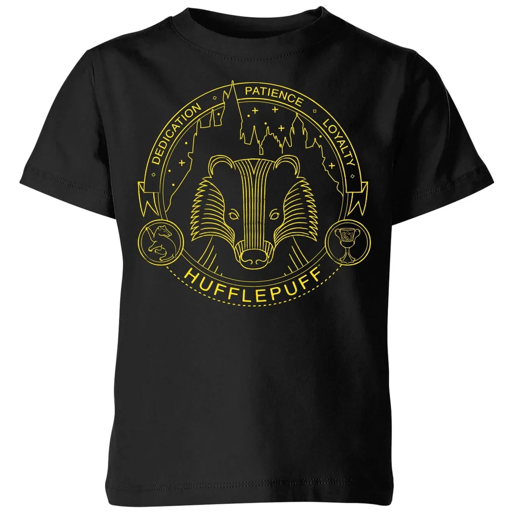 Harry Potter Hufflepuff Badger Badge Kids' T-Shirt - Black - 3-4 Years Image 1