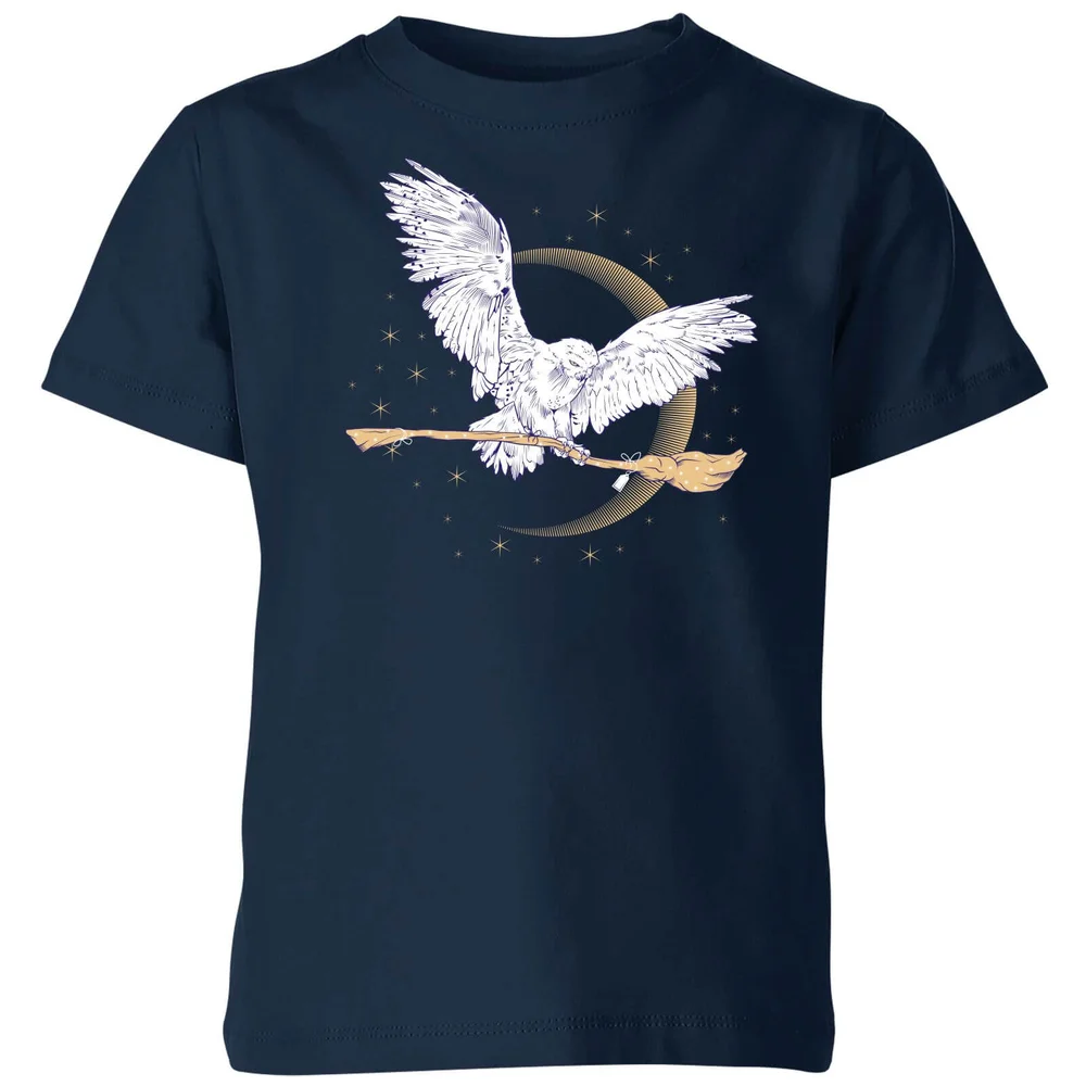 Harry Potter Hedwig Broom Kids' T-Shirt - Navy - 3-4 Years Image 1