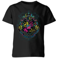 Harry Potter Hogwarts Neon Crest Kids' T-Shirt - Black