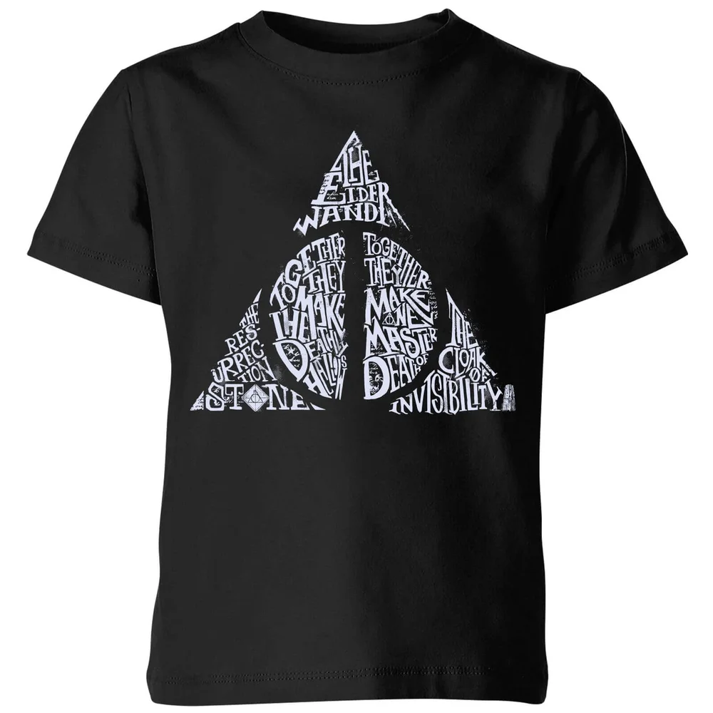 Harry Potter Deathly Hallows Text Kids' T-Shirt - Black - 3-4 Years Image 1