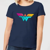 Justice League Neon Wonder Woman Women's T-Shirt - Navy
