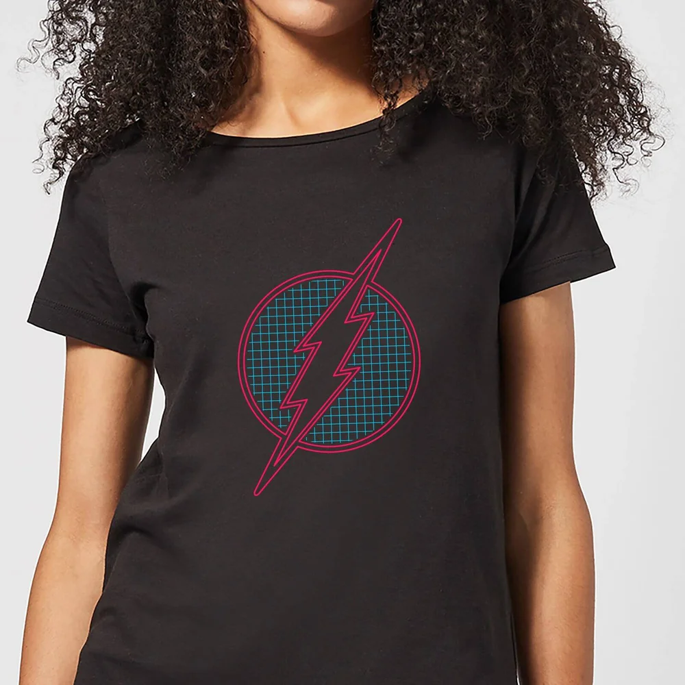 Justice League Flash Retro Grid Logo Women's T-Shirt - Black - S Image 1