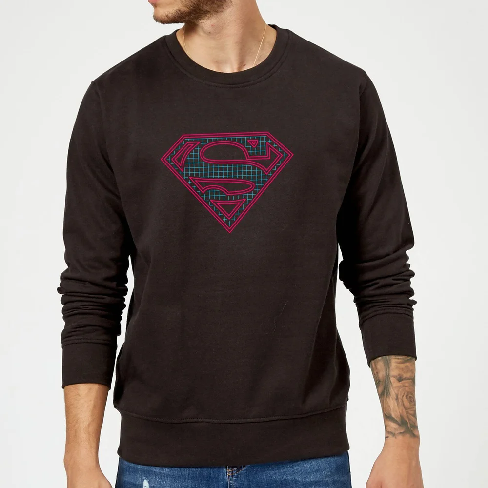 Justice League Superman Retro Grid Logo Sweatshirt - Black - S Image 1