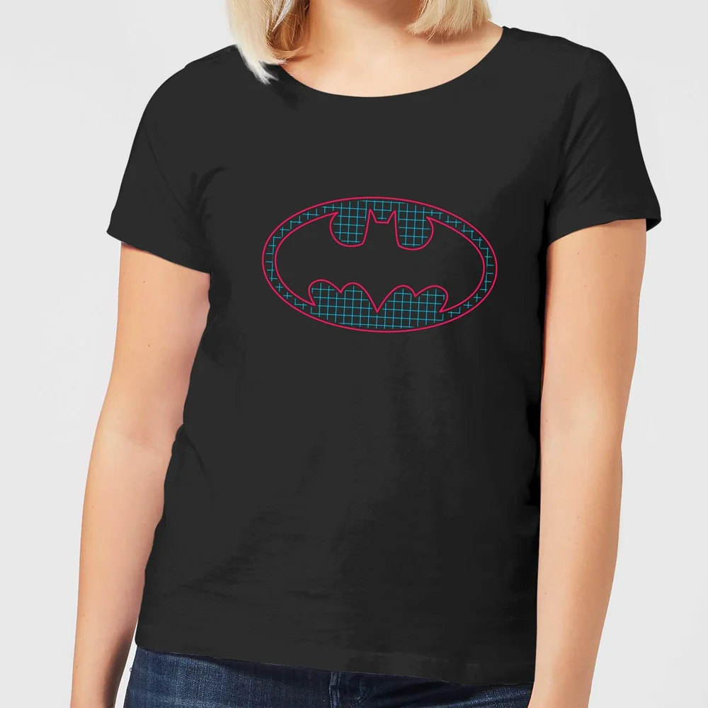 Justice League Batman Retro Grid Logo Women's T-Shirt - Black - S Image 1